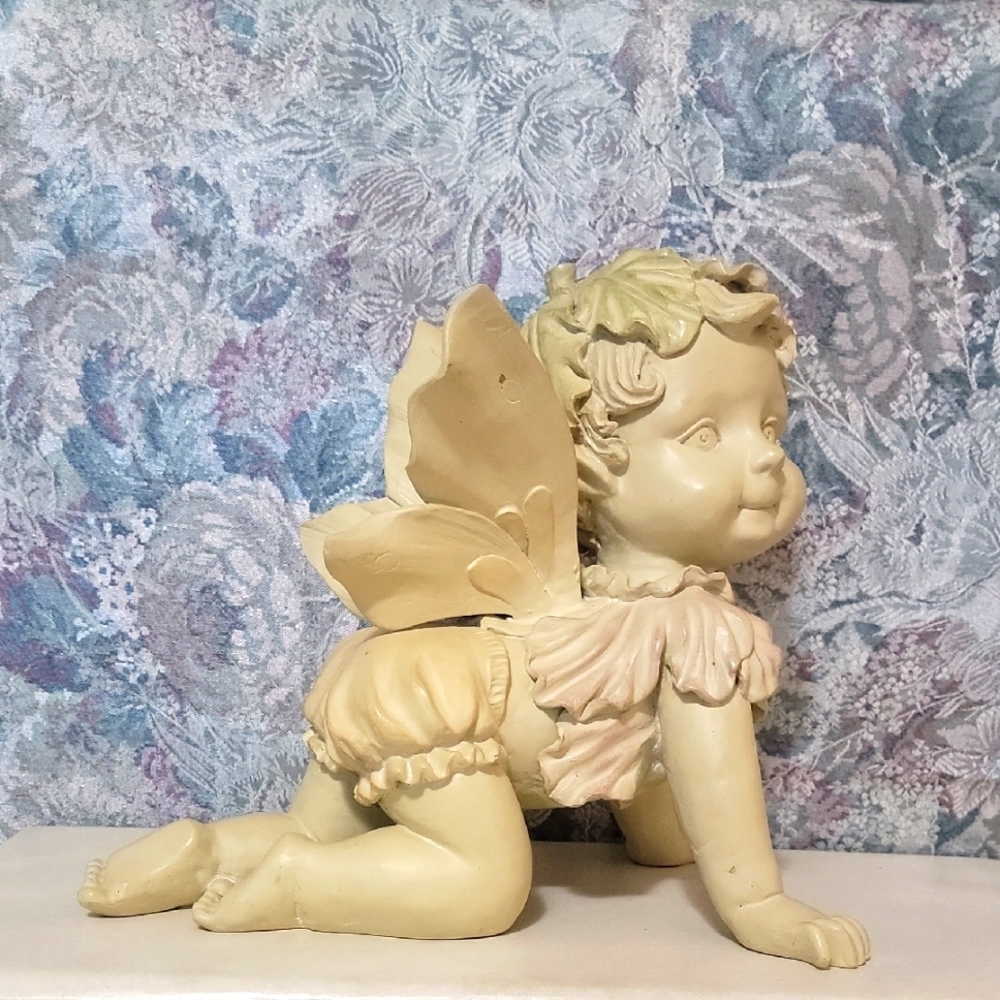 Cream and Pink Cherubic Sculpture